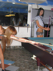 Cheeky pool playing Ladyboys at Pook Bar in Pattaya