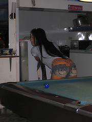 Cheeky pool playing Ladyboys at Pook Bar in Pattaya