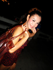Ladyboy Nam upskirt cock peeks and cute pigtails