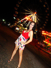 Ladyboy May outside at night and loves her boyfriends cock