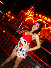 Ladyboy May outside at night and loves her boyfriends cock